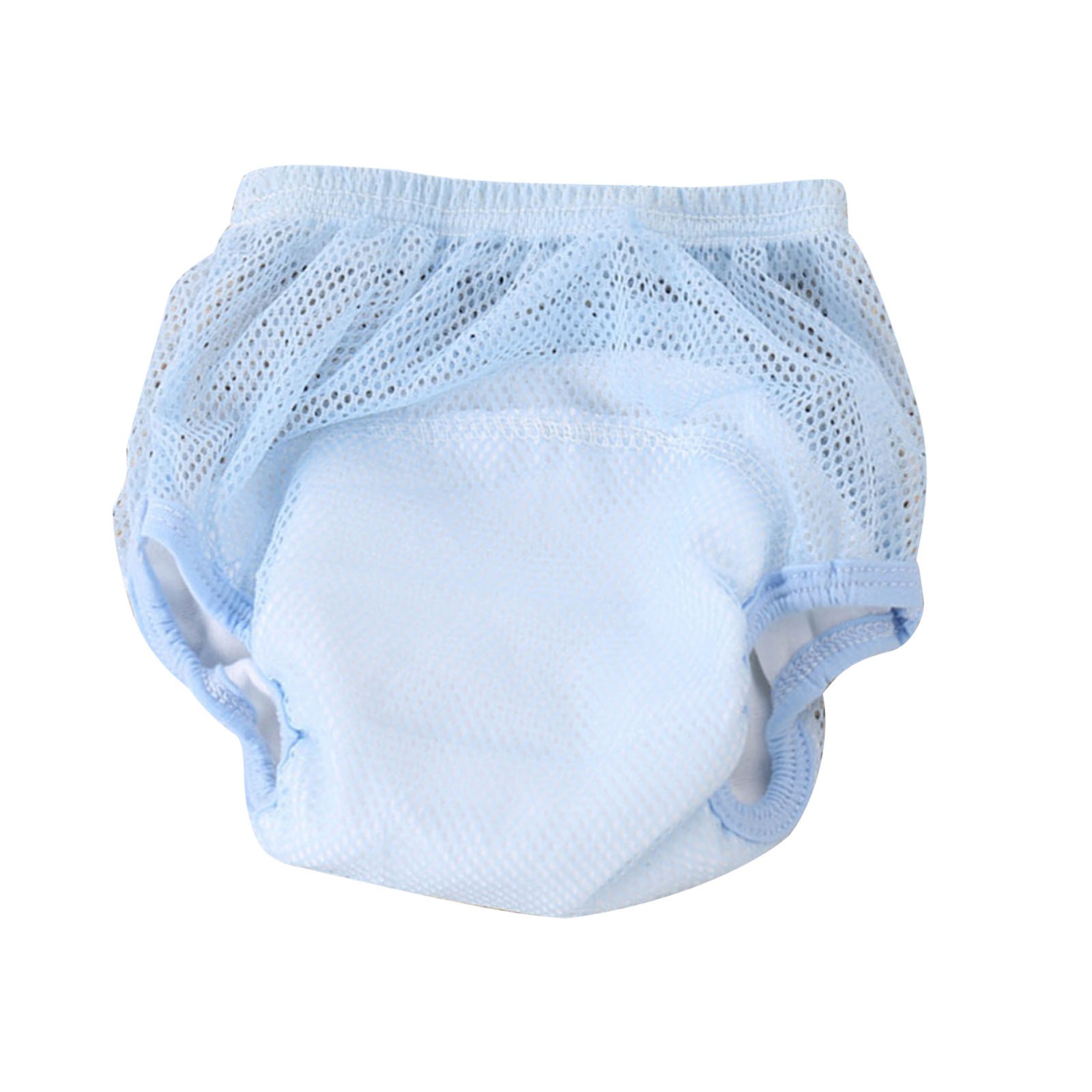 Xfvqtps Infant Toddler Unisex Training Underwear Potty Pee Training Panties Mesh Breathable Cotton Soft Solid Color Bloomer Diaper Covers for 1-24 Months Light Blue